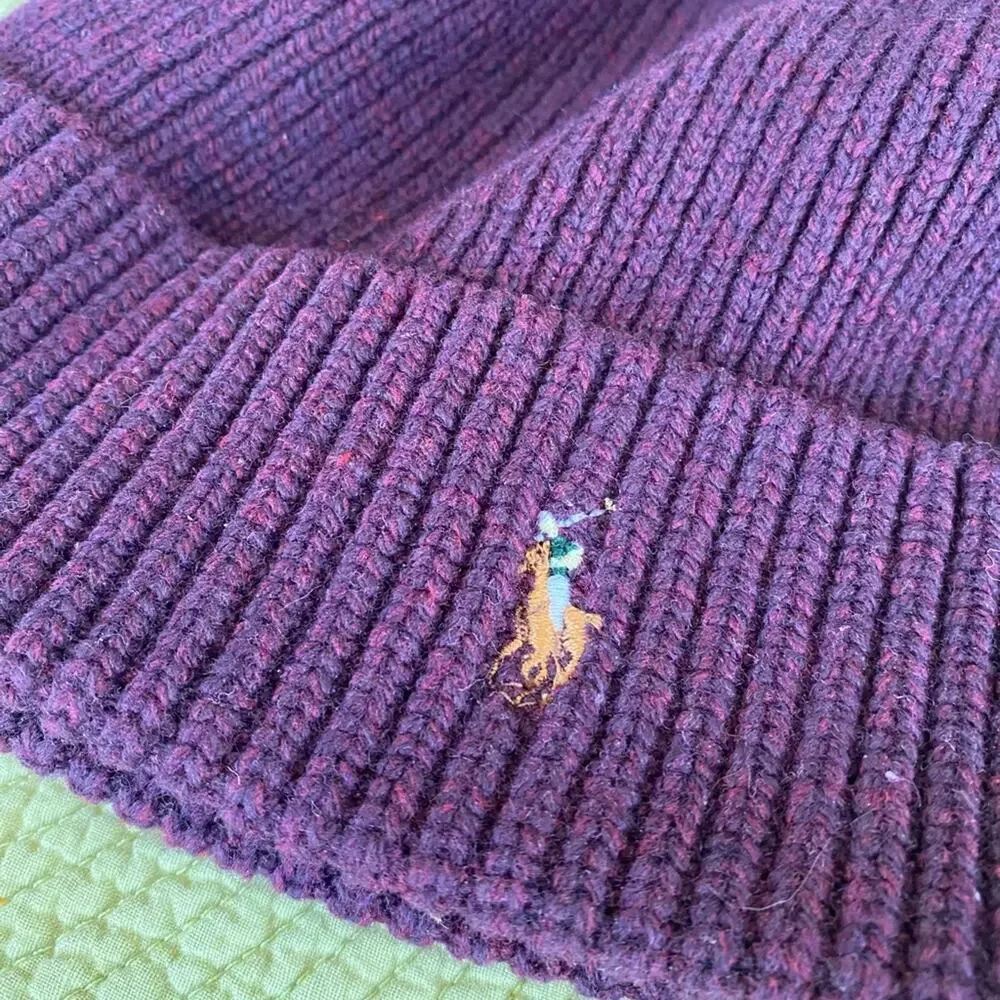 POLO Ralph Lauren $78 Signature Pony 100% Merino Wool-Beanie Juneberry OS NWOT